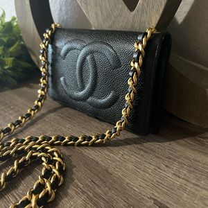 ⚜️🖤Chanel Caviar Timeless Wallet Chain Chunky Vintage Gold Crossbody